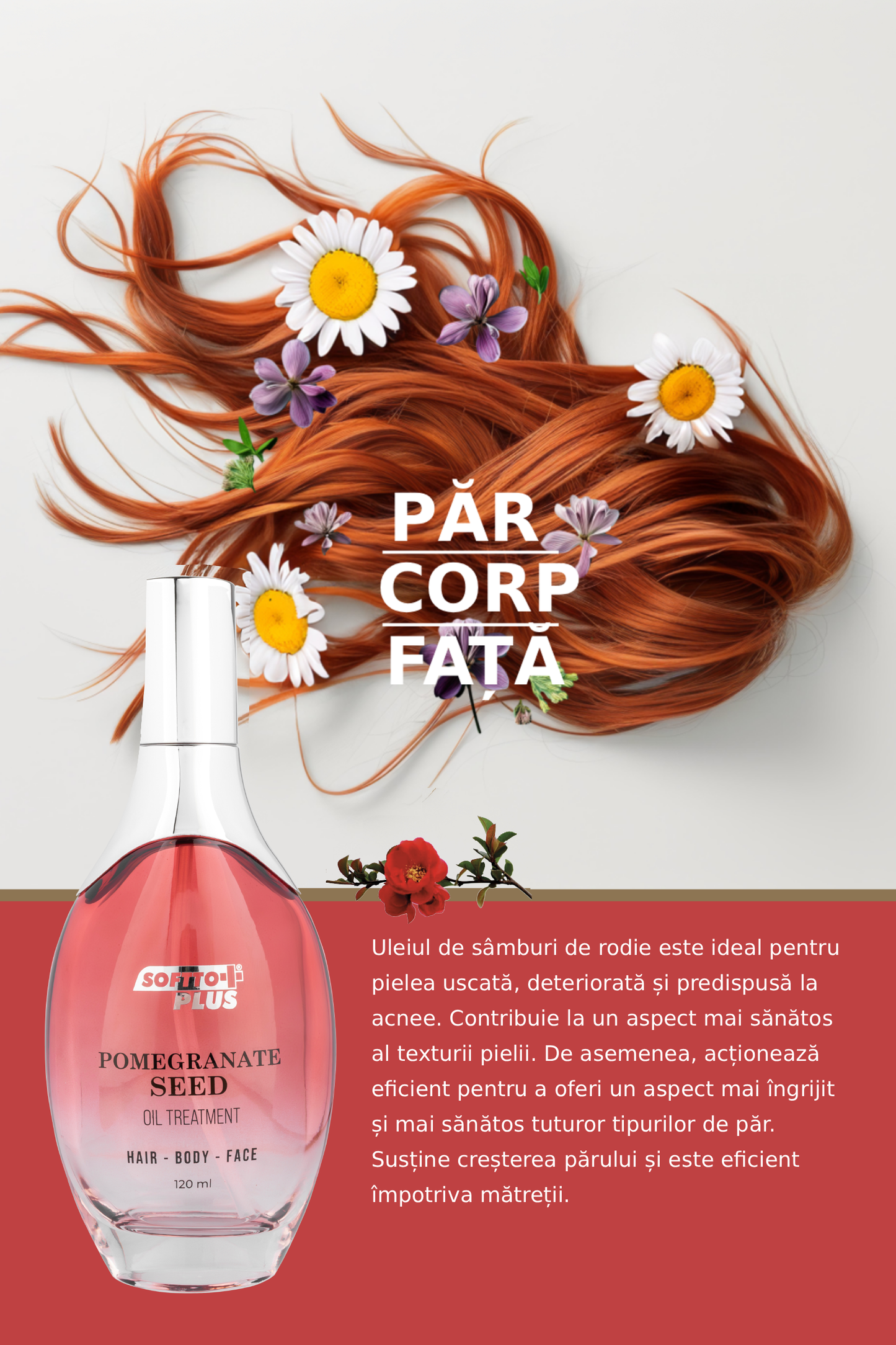 Ulei din Sâmburi de Rodie pentru Păr, Față și Corp – 120 ml